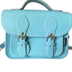 Zatchels Handmade Leather Micro Satchel Pastel Bag Blue English Mod Style Purse
